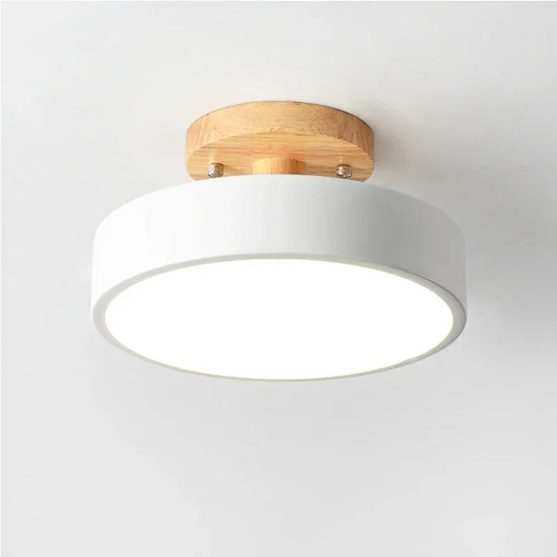 Nordic Flush Mount Ceiling Light Wood Round Hallway Bedroom Bathroom Lamp