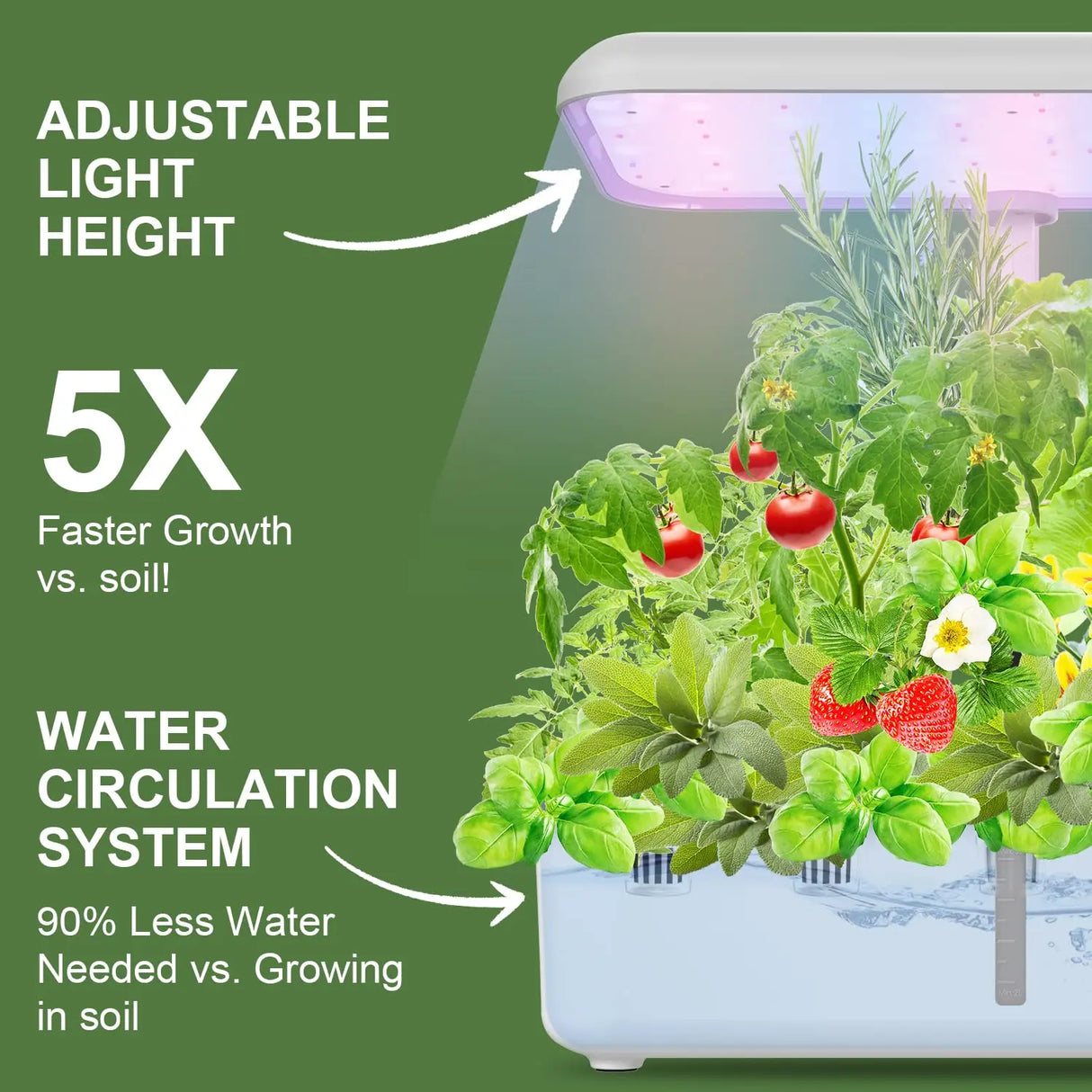 Smart WiFi Hydroponic Growing System Indoor Herb Garden LED Grow Light