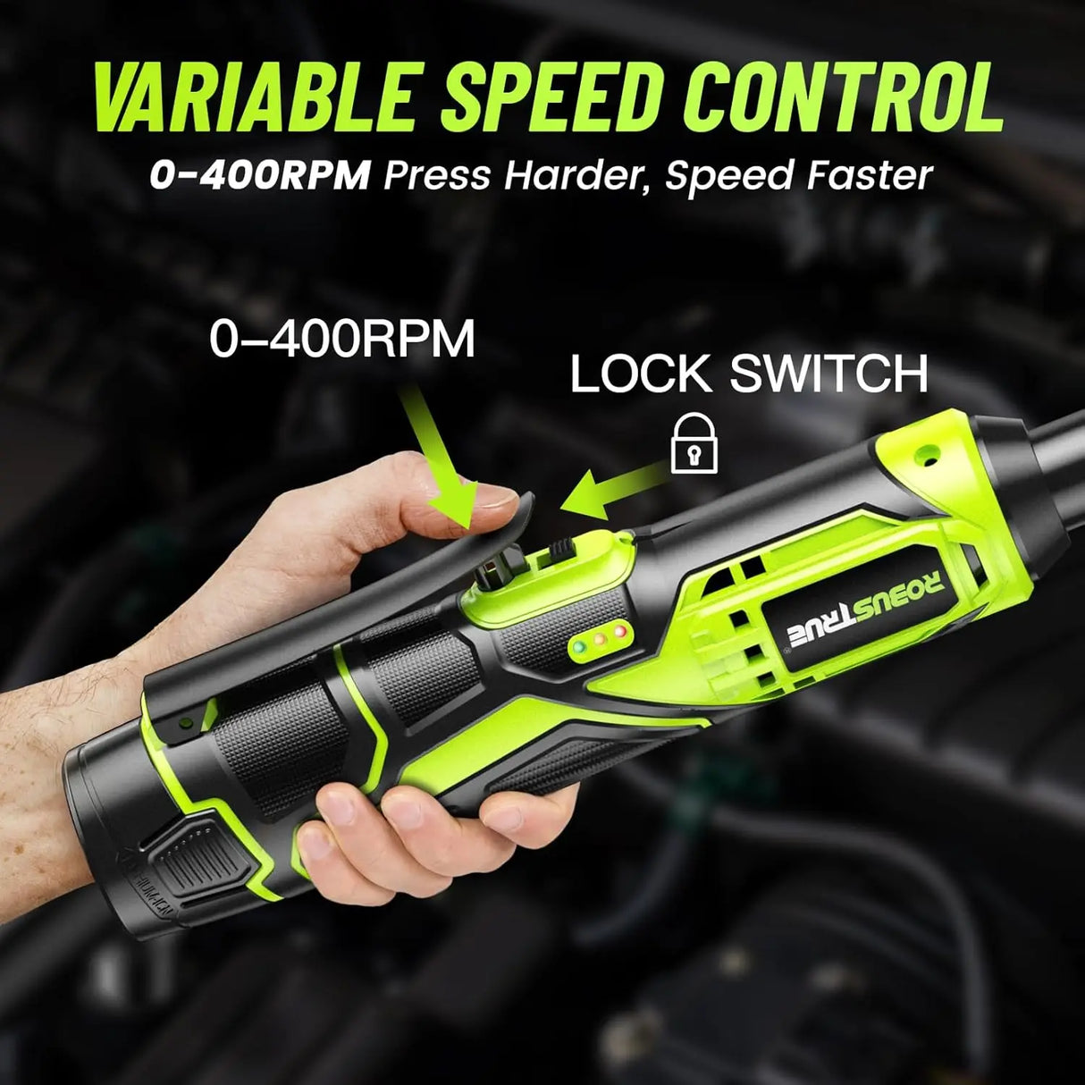 3/8 Inch Cordless Electric Ratchet Wrench Variable Speed 400RPM Extended