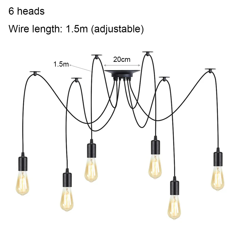 DIY Spider Chandelier Vintage Industrial Pendant Ceiling Light Home Hanging Lamp