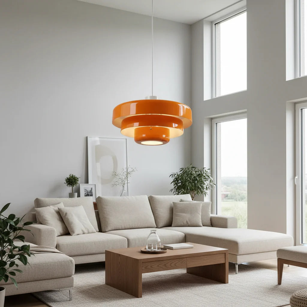 Medieval Danish Chandelier Multicolor Retro Pendant Light Orange Ceiling Lamp