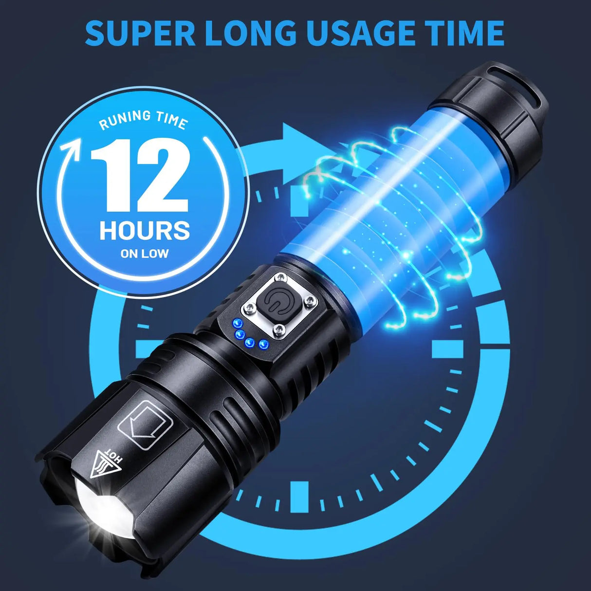 Rechargeable High Lumen LED Flashlight Waterproof 5 Modes Bright Torch