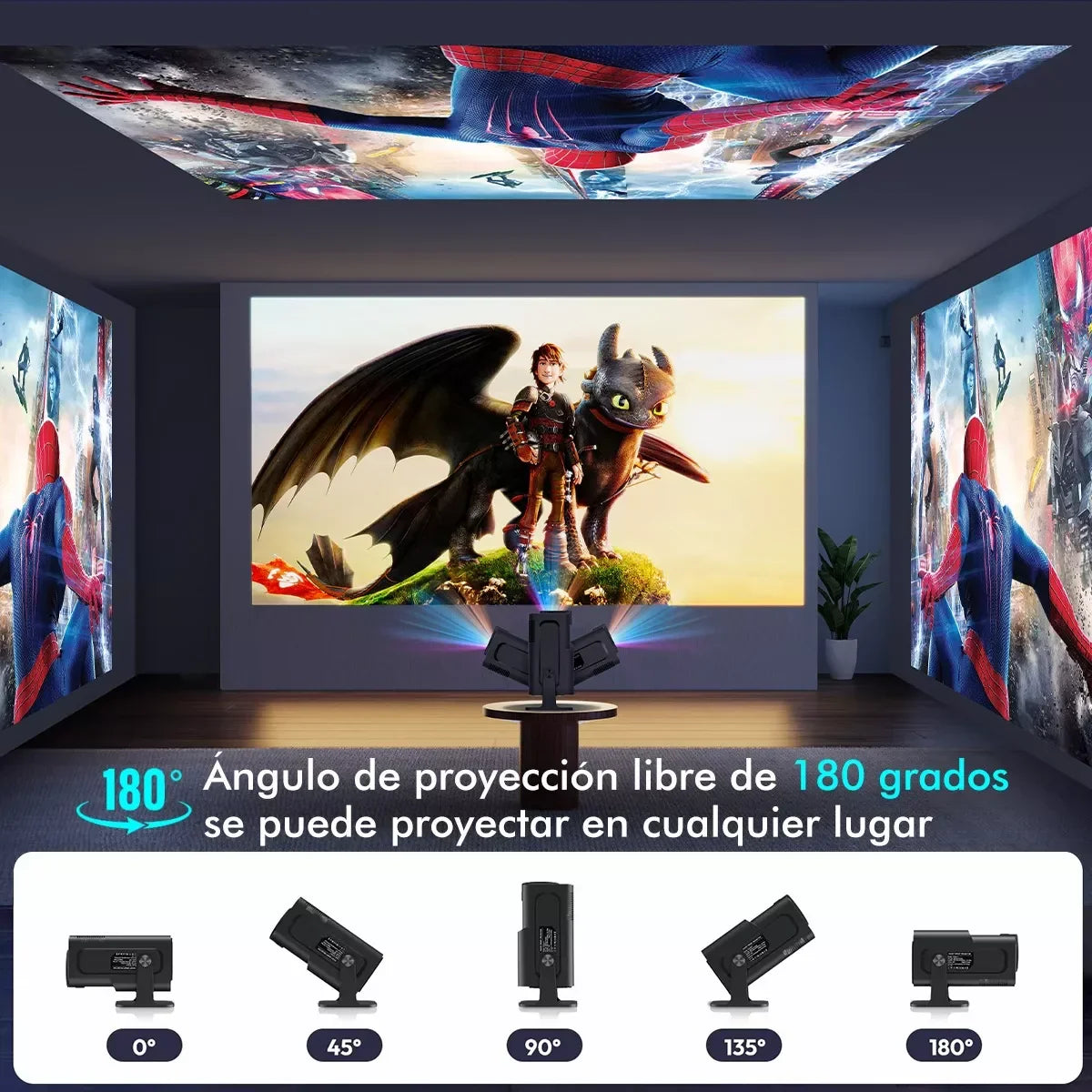 Android 11 4K Projector 1080P 390ANSI Dual WiFi6 BT5.0 Portable Home Cinema