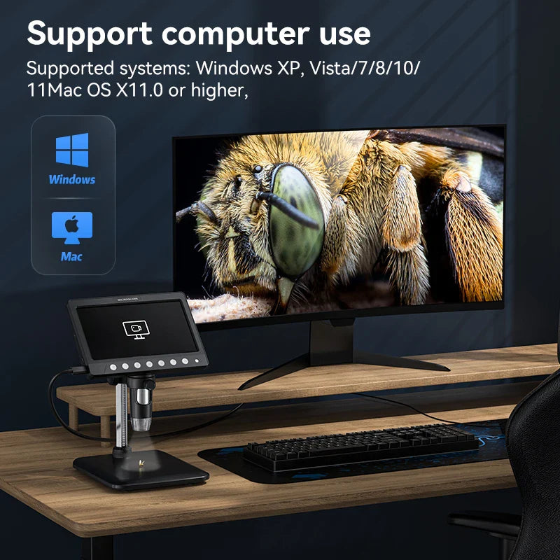 7 Inch IPS Digital Microscope 1200X HD USB Soldering Repair Camera