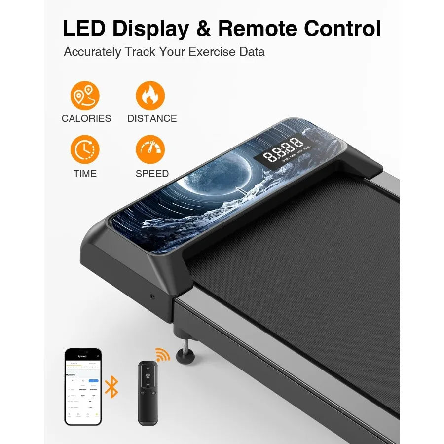 Under Desk Walking Treadmill Pad 8-Level Incline Removable Handle Compact Home