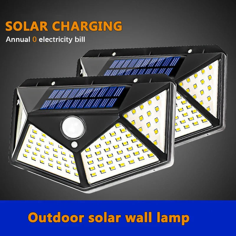 100 LED Solar Motion Sensor Light – Outdoor Waterproof Wall Lamp for Garden & Yard
