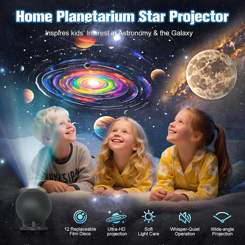 Galaxy Projector Star Projector with 12 Films Nebula Night Light Bedroom Ceiling