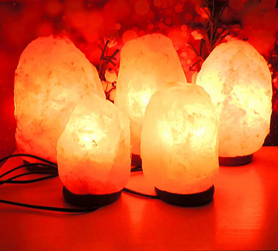 Himalayan Salt Lamp 7 Color USB Night Light Wooden Base Table Lamp for Bedroom