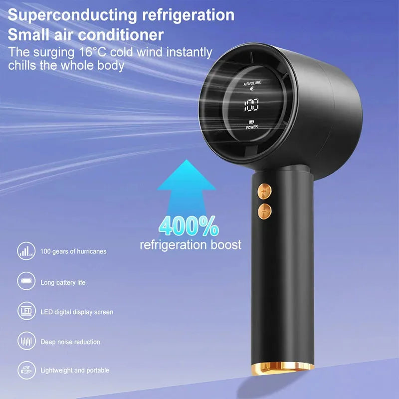 Portable Handheld Fan 100-Speed Turbo Mini Cooling Fan