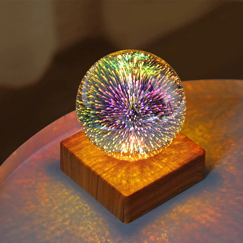 3D Firework LED Night Light Glass Ball Starry Sky Table Lamp
