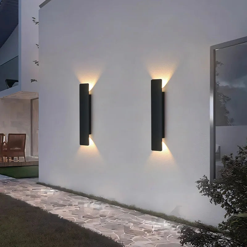 Outdoor Waterproof Wall Light – 18W LED Black Aluminum Exterior Lamp for Bedroom