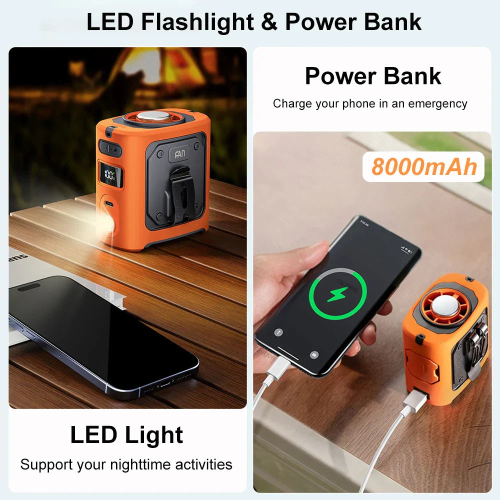 Portable Waist Fan 8000mAh Semiconductor Cooling 100-Speed