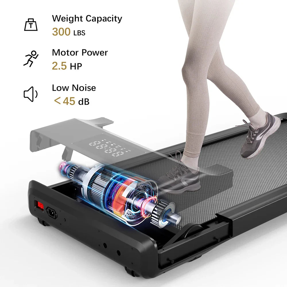 39.4in Under Desk Walking Pad Treadmill 2.5HP Portable Home Remote LED Screen