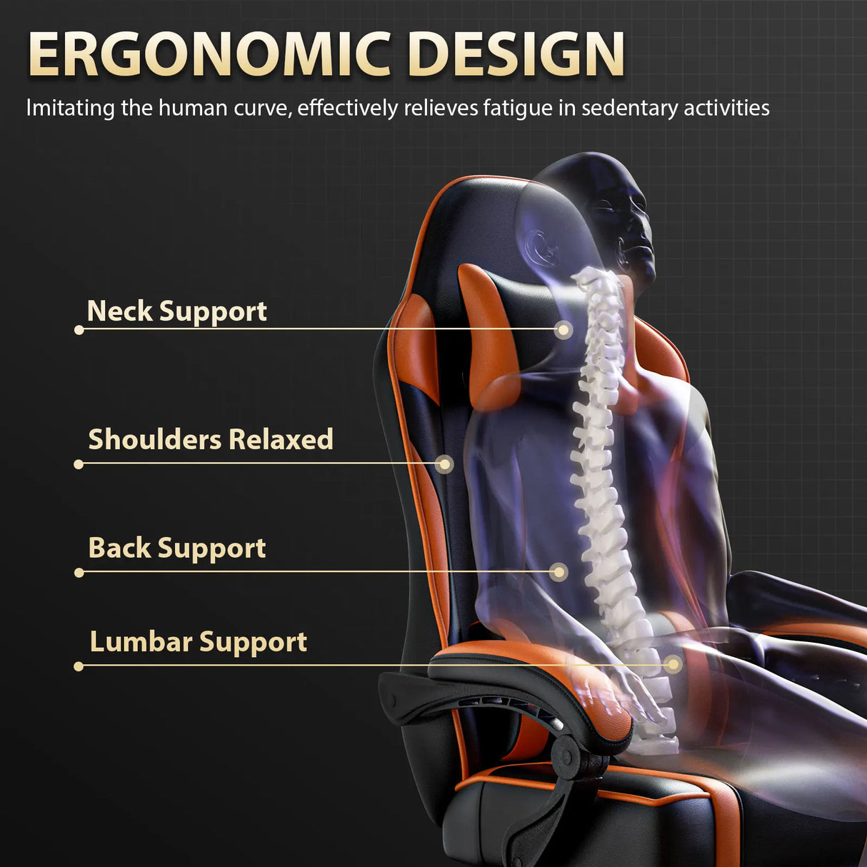 Gaming Chair with Footrest Reclining PU Leather Ergonomic Office Desk Chair