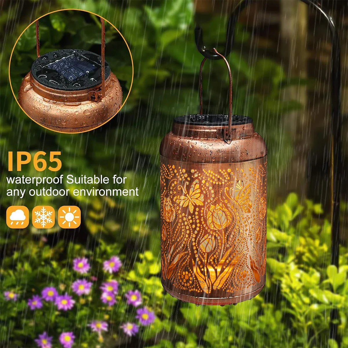 Solar Lanterns Outdoor Waterproof Rose Hanging LED Lights Garden Gifts for Women