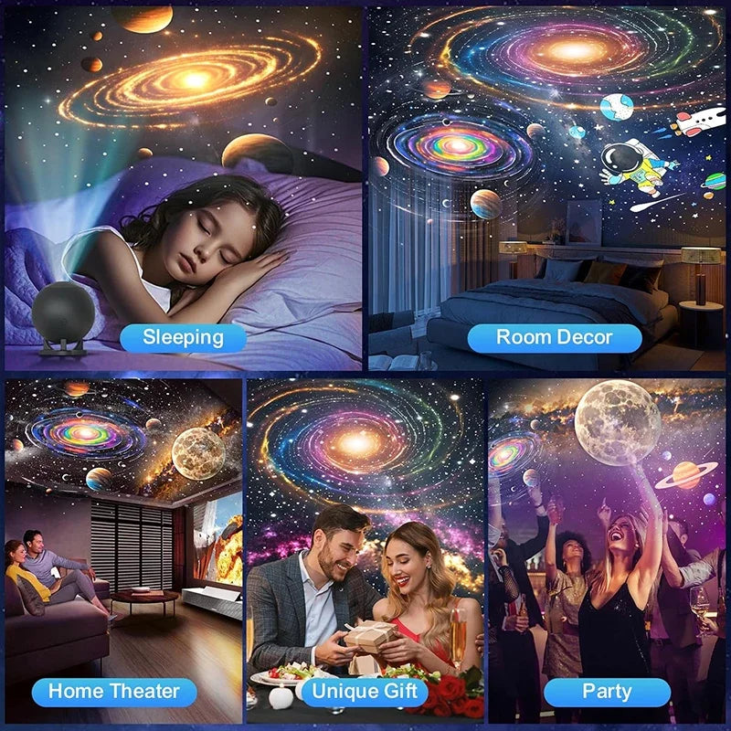 Galaxy Projector Star Projector with 12 Films Nebula Night Light Bedroom Ceiling