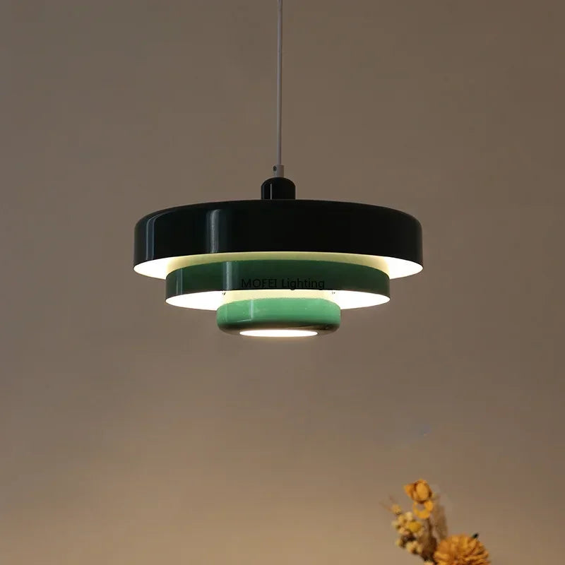 Medieval Danish Chandelier Multicolor Retro Pendant Light Orange Ceiling Lamp