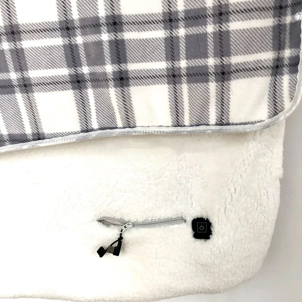 USB Electric Heated Blanket 140CM with Timer for Bed, Office, Back and Knee Warmth