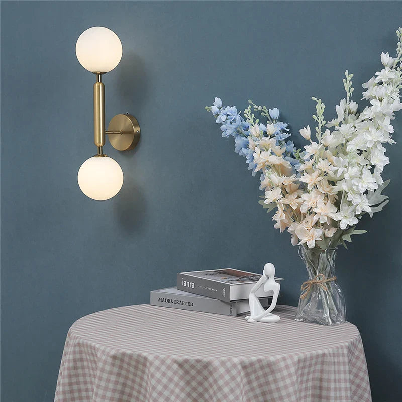Modern Glass Ball Wall Sconce Bedroom Bedside Living Room Background Light