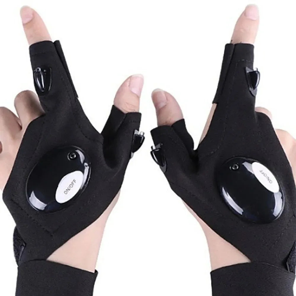 LED Cycling Gloves – Fingerless Gloves with Lights for Fishing, Outdoor & Sports
