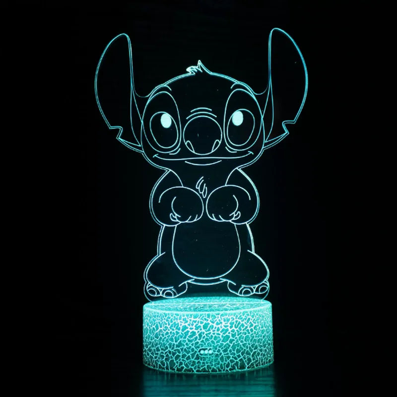 Stitch 3D Night Light USB Touch Cartoon Desk Lamp Remote LED Room Decor Gift