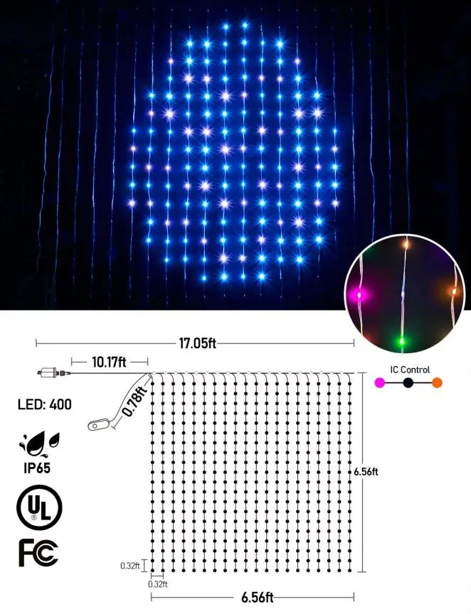 400 LED Smart Curtain Lights USB Fairy String Lights with App Control Music Sync DIY