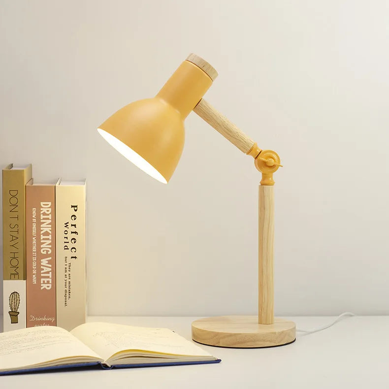 Nordic Wood Table Lamp Eye Care E27 Desk Light Adjustable Bedside Reading Lamp