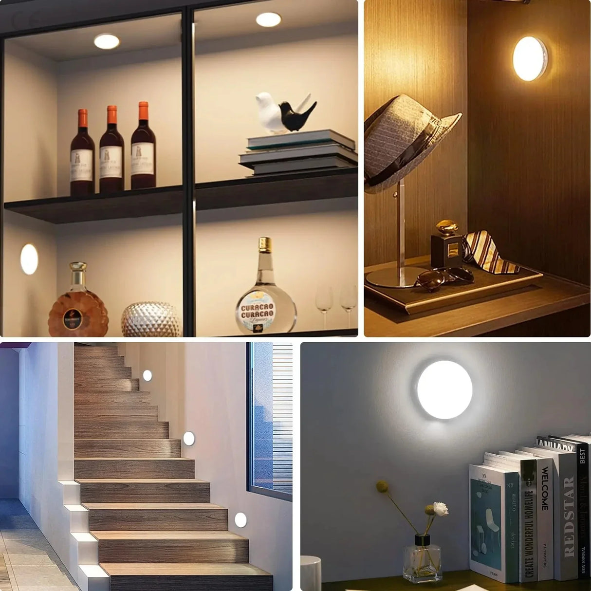 Motion Sensor Magnetic LED Night Light USB Rechargeable Wireless Closet Cabinet Lamp