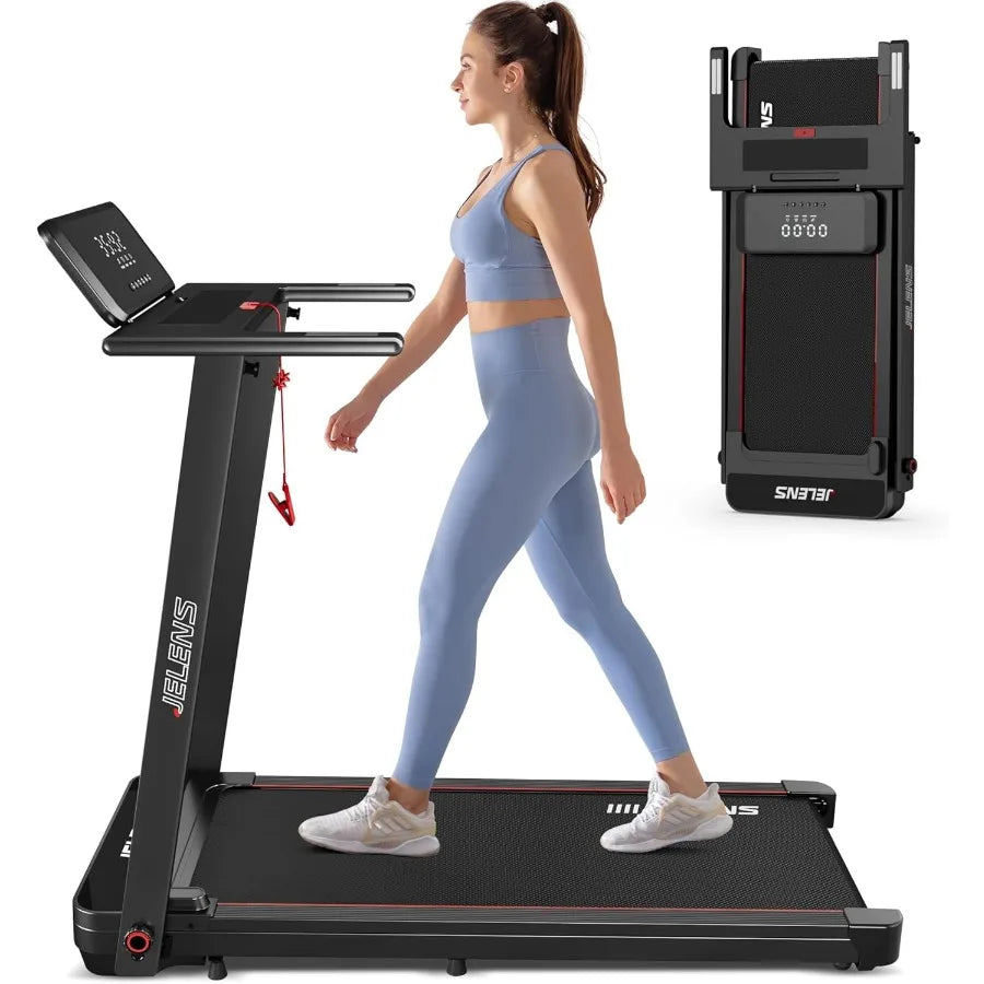Portable Foldable Walking Pad Treadmill with Handle Bar Compact Home Office Gym