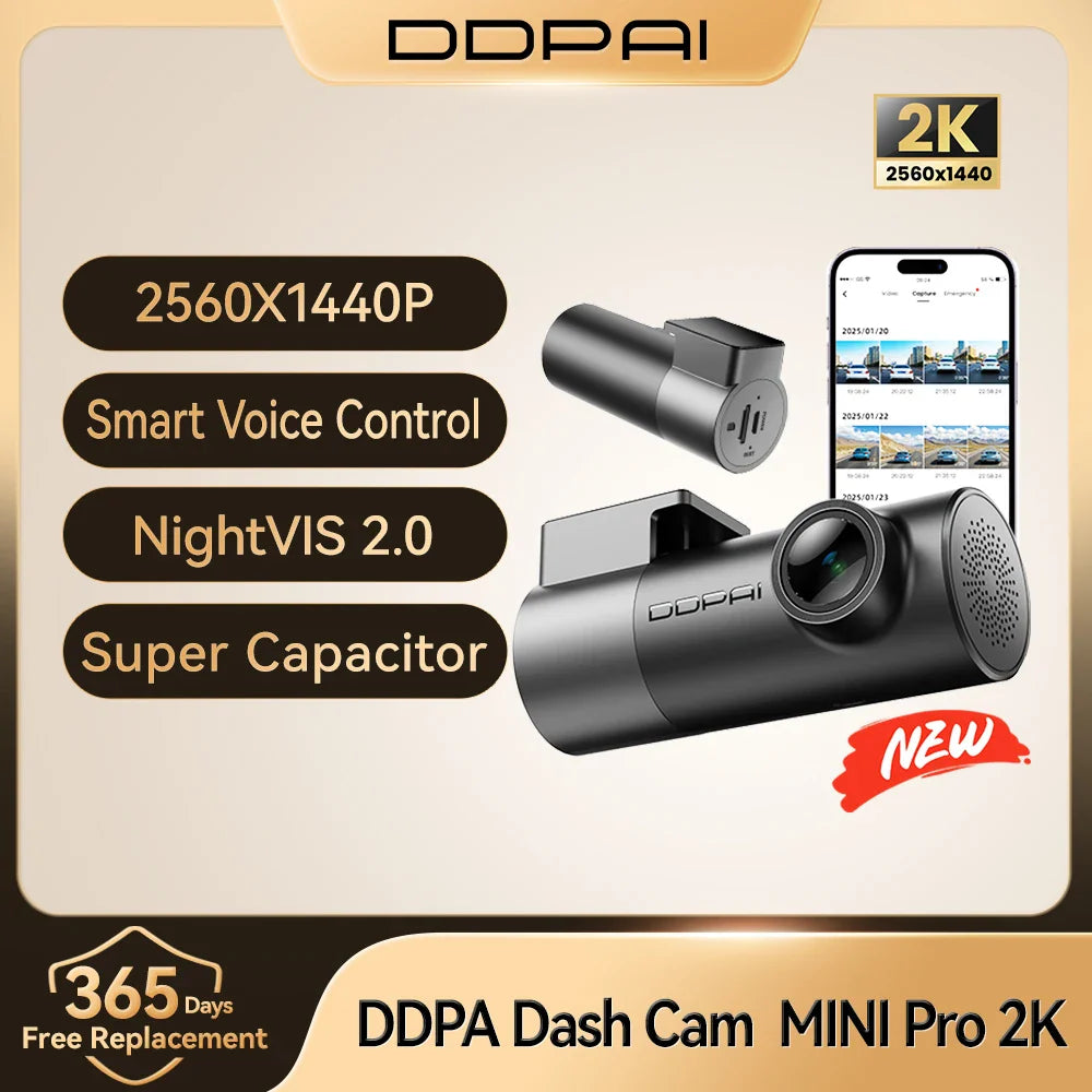 2K Dash Cam WiFi Night Vision 24H Parking Monitor Voice Control Car DVR
