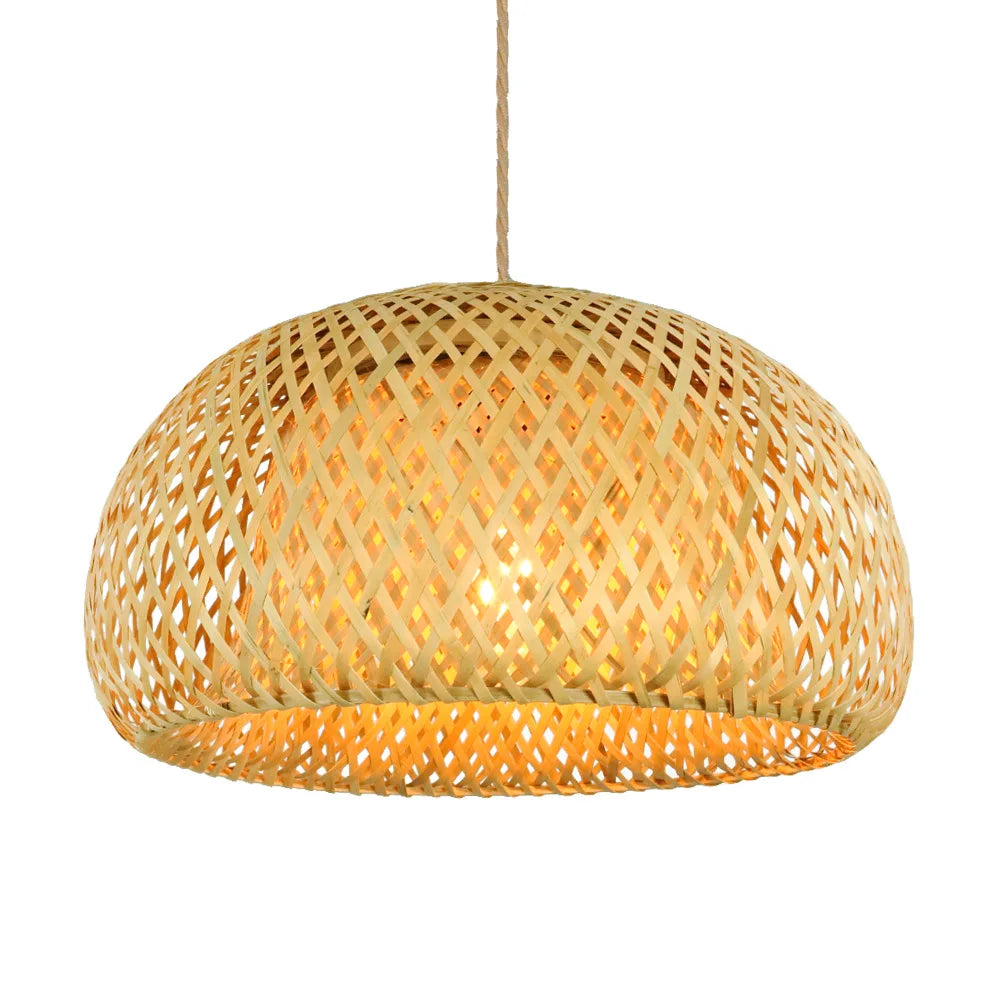 Handwoven Bamboo Rattan Pendant Lamp – Natural Wicker LED Hanging Light E27