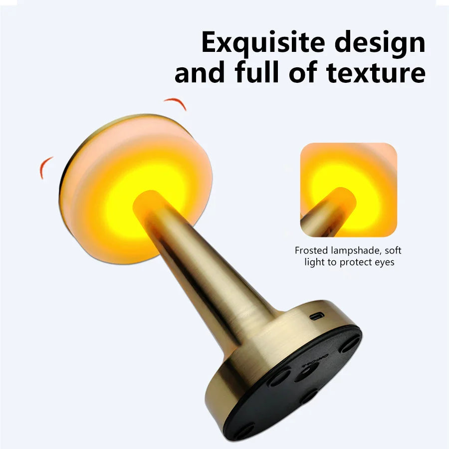 LED Metal Touch Table Lamp Rechargeable Night Light for Bar Coffee Table Decor