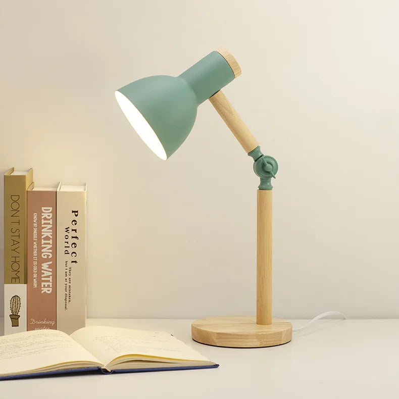 Nordic Wood Table Lamp Eye Care E27 Desk Light Adjustable Bedside Reading Lamp