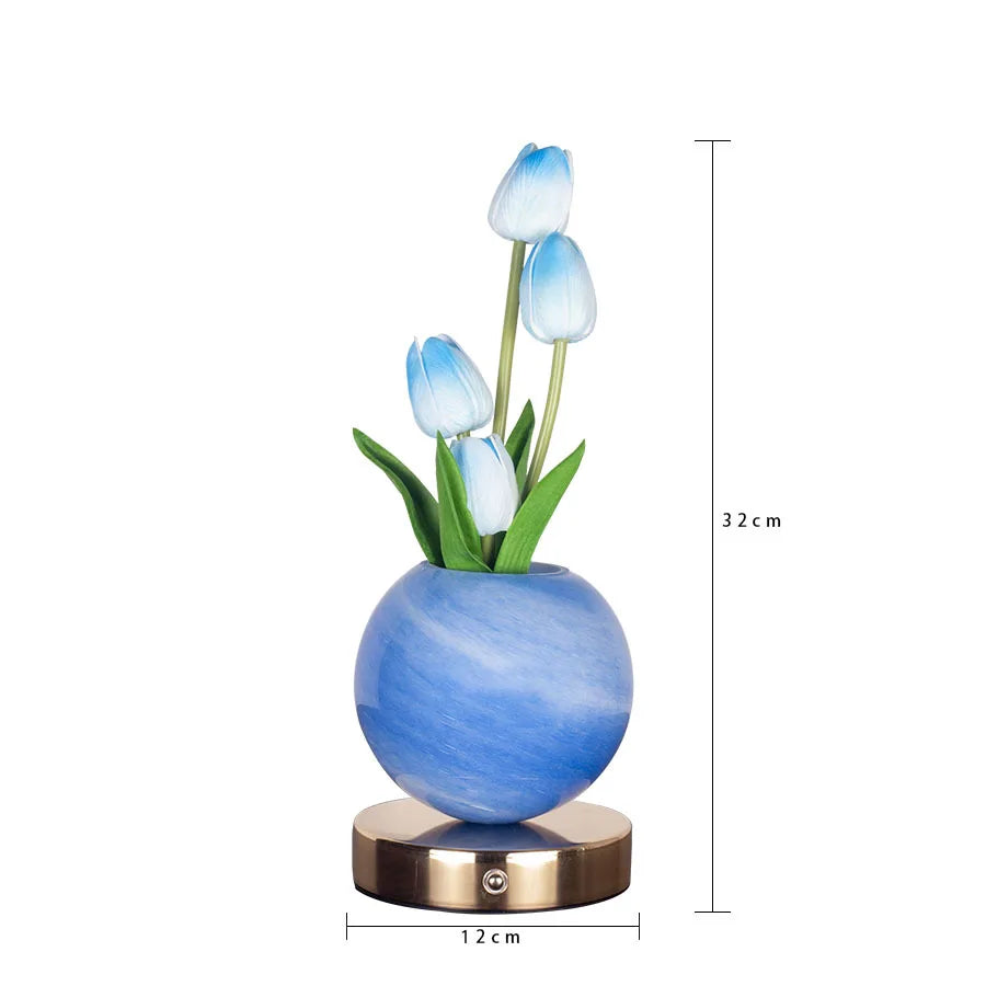 LED Tulip Night Light Bedroom Ambient Desk Lamp Planet Bouquet Decor