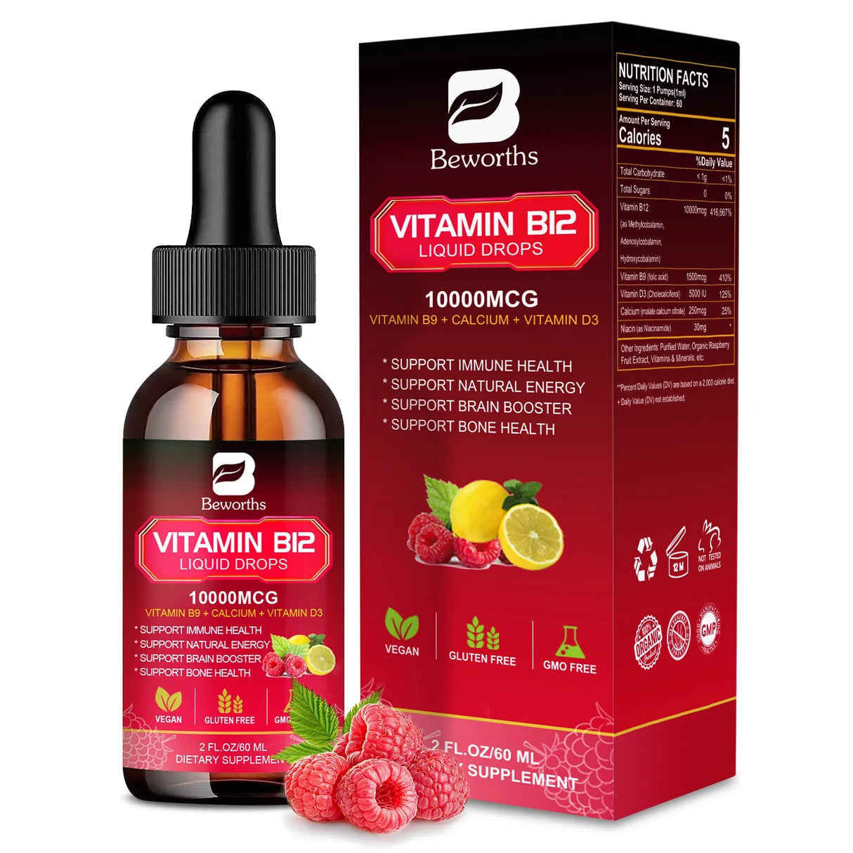 BEWORTHS Vitamin B12 Drops Energy and Immune Support Supplement