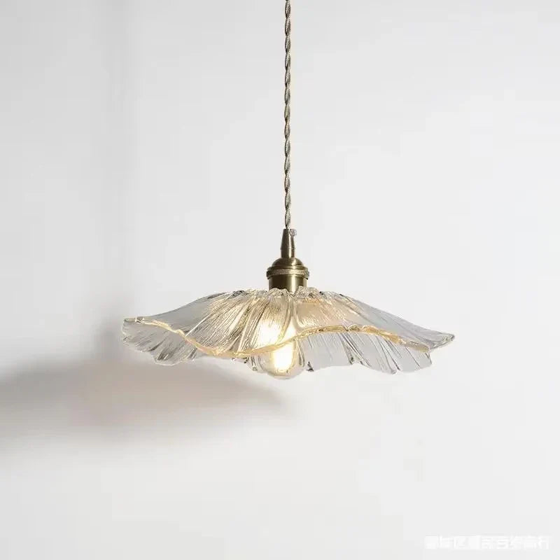Vintage Flower Glass Pendant Light Hanging Ceiling Lamp for Bedroom Living Room