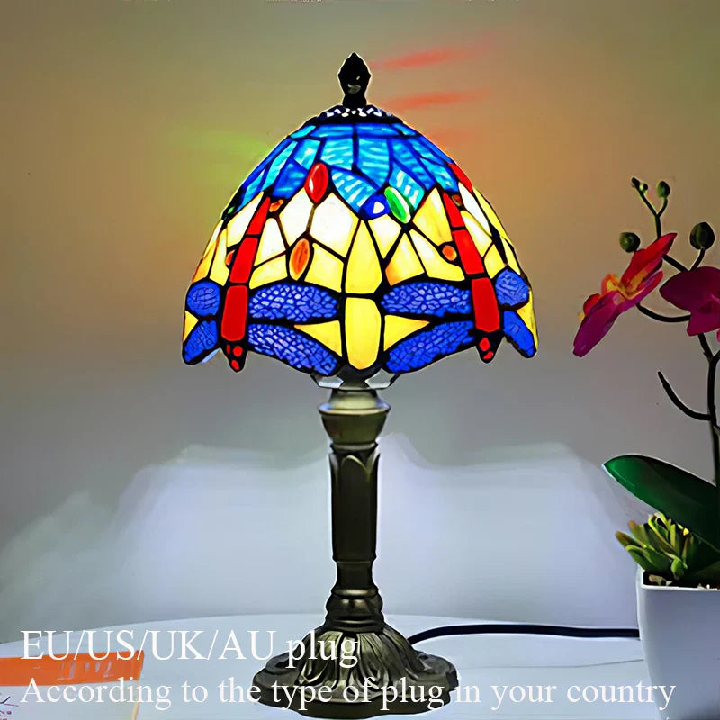 Tiffany Style Table Lamp Stained Glass E27 Bedside Light Retro Home Decor