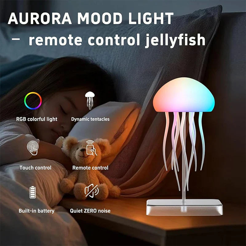LED Jellyfish Lamp 9 Tentacles Color Changing Remote Night Light Ultra Battery