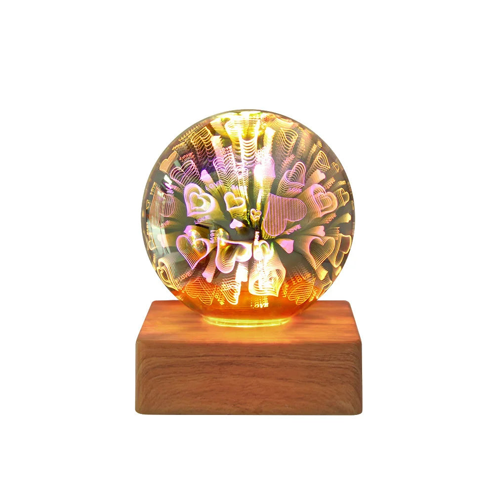 3D Firework LED Night Light Glass Ball Starry Sky Table Lamp
