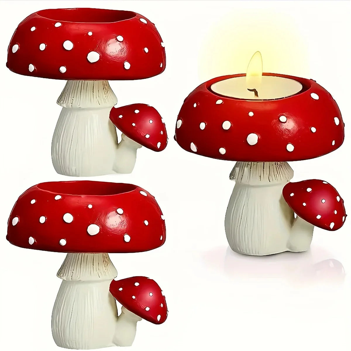 Small Mushroom Candle Holder Decorative Tea Light Home Ornament Craft Decoration