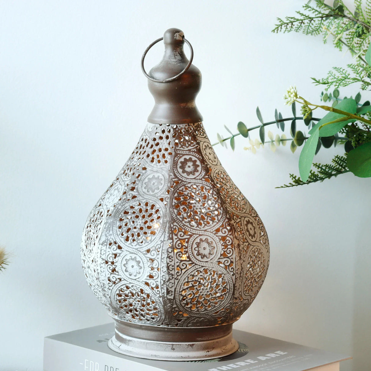 Moroccan Table Lamp Battery Operated Retro Hanging Candle Style Bedside Light Decor