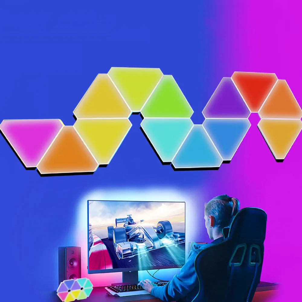 RGB Quantum LED Wall Lamp – Smart Rhythm Pickup Light for Bedroom & Gaming Setup