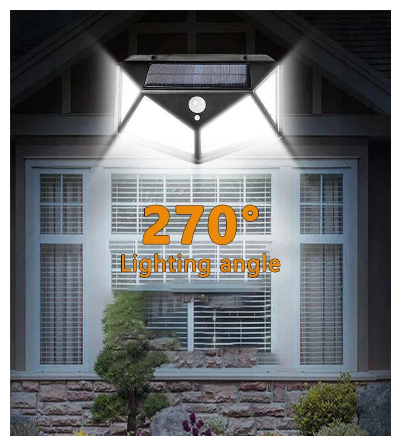 100 LED Solar Motion Sensor Light – Outdoor Waterproof Wall Lamp for Garden & Yard