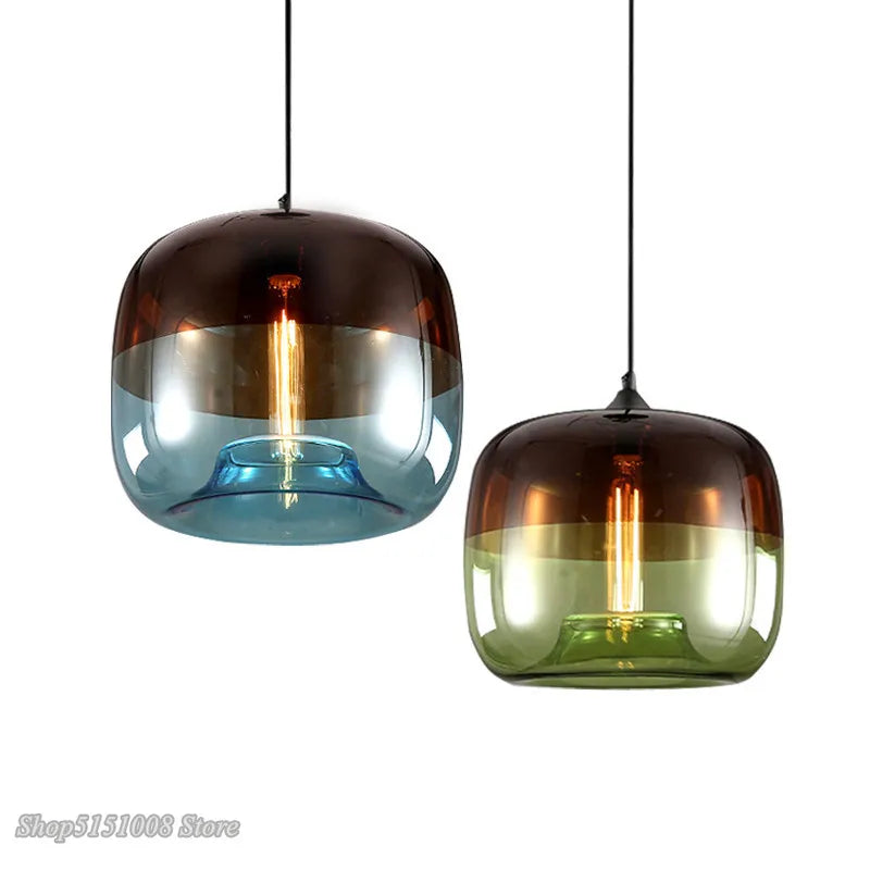Nordic Glass Pendant Light – Modern LED Hanging Lamp for Kitchen & Living Room
