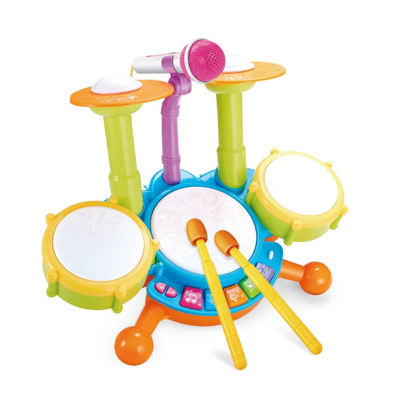 Toddler Drum Set with Microphone Kids Musical Toy 1-3 Years Lights