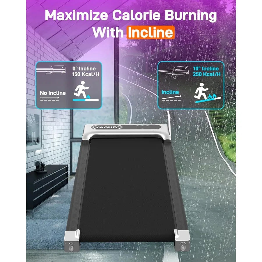 Under Desk Treadmill Walking Pad 2.5HP Portable Jogging Running Machine Remote