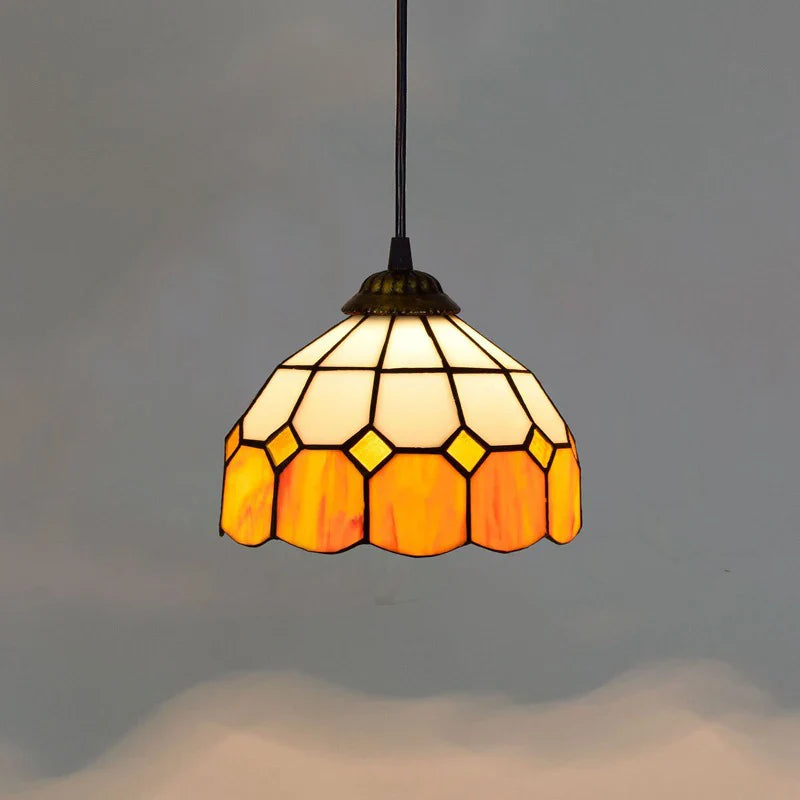 European Stained Glass Pendant Light 20cm Hanging Lamp Dining Bedroom Decor