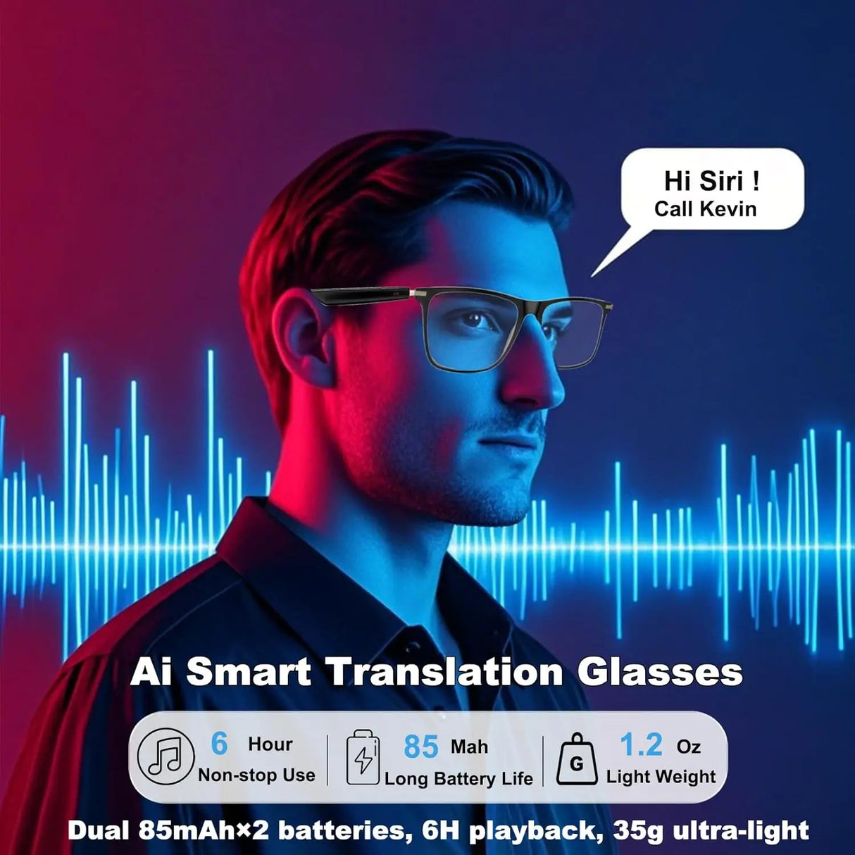 AI Translation Smart Glasses Photochromic Lenses Real Time 160+ Languages