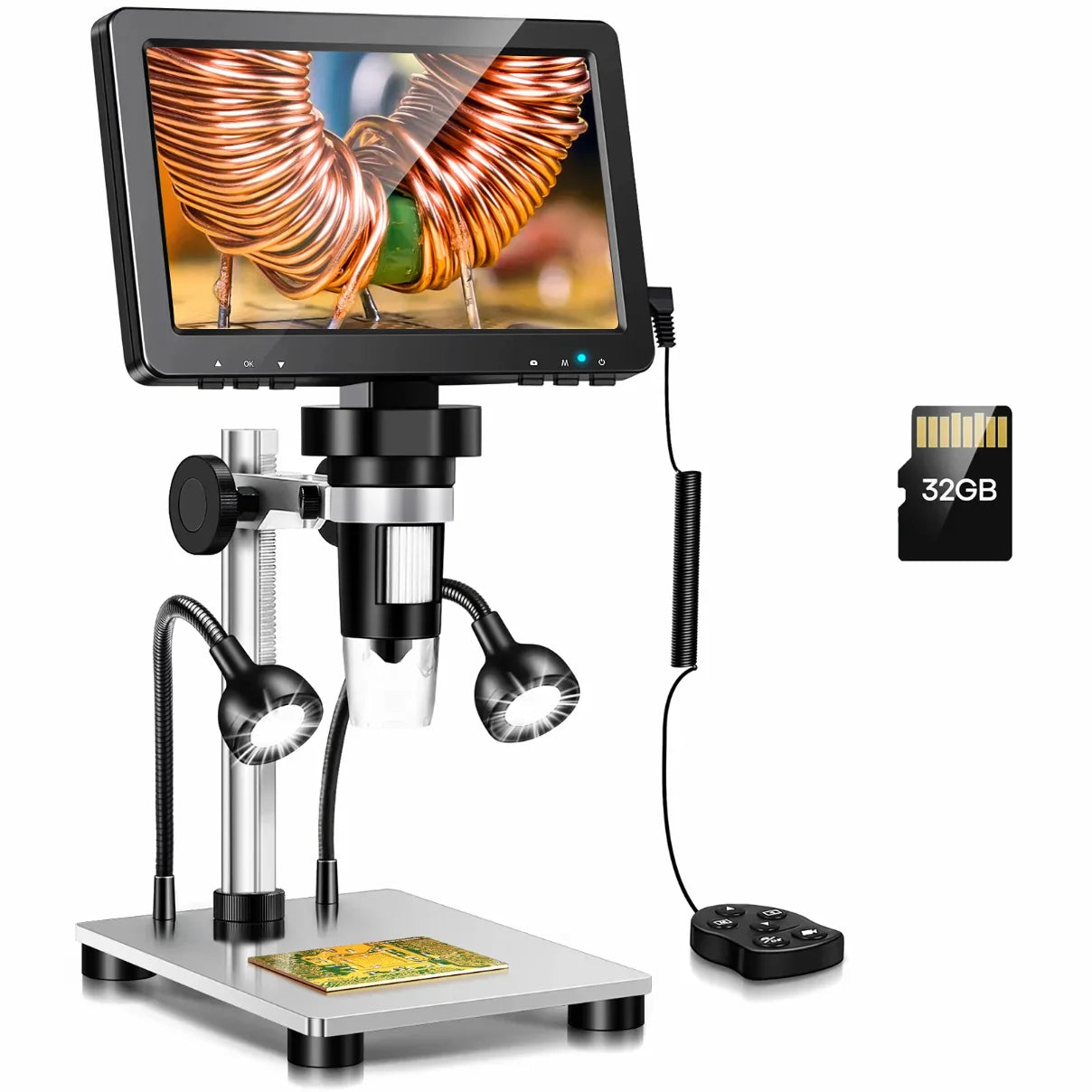 7 Inch Digital Microscope 1200X Coin Repair Camera with LED PC View