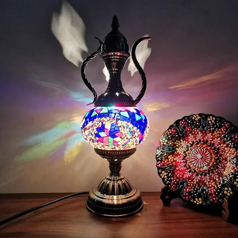 Turkish Retro Coffee Pot LED Desk Lamp Decorative Night Light Home Decor